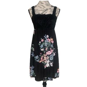 Y2K Dark Floral Babydoll Lace Bodice Whimsigoth Dress